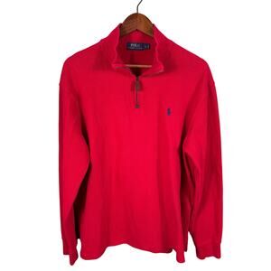 Polo Ralph Lauren Sweater Men Size Large Red 1/4 Zip Long Sleeve Casual Everyday